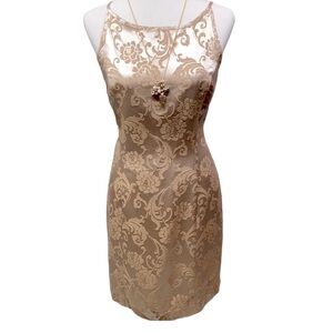 Caren Desiree Company Brocade Champagne Blush Dress